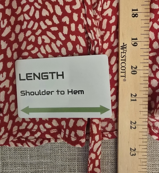 Talbots MP Red White Printed Wrap Blouse with Side Te - Picture 12 of 13